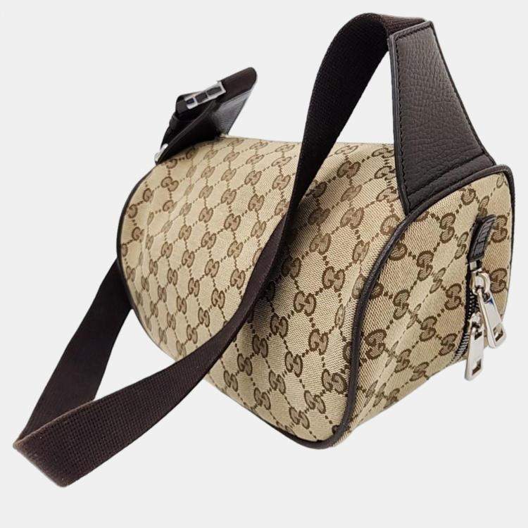 Gucci Beige Brown Jacquard Hip Sack 630915 TLC