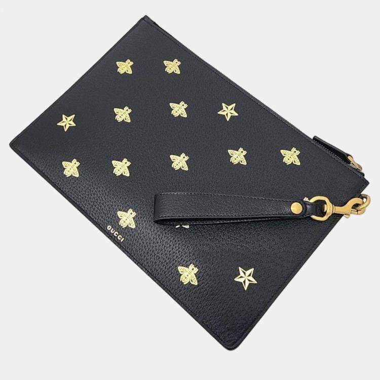 Pre Owned Gucci Black Leather Clutch (495066)