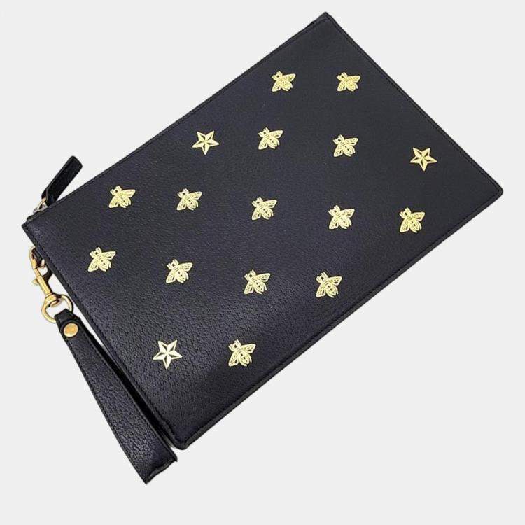 Pre Owned Gucci Black Leather Clutch (495066)