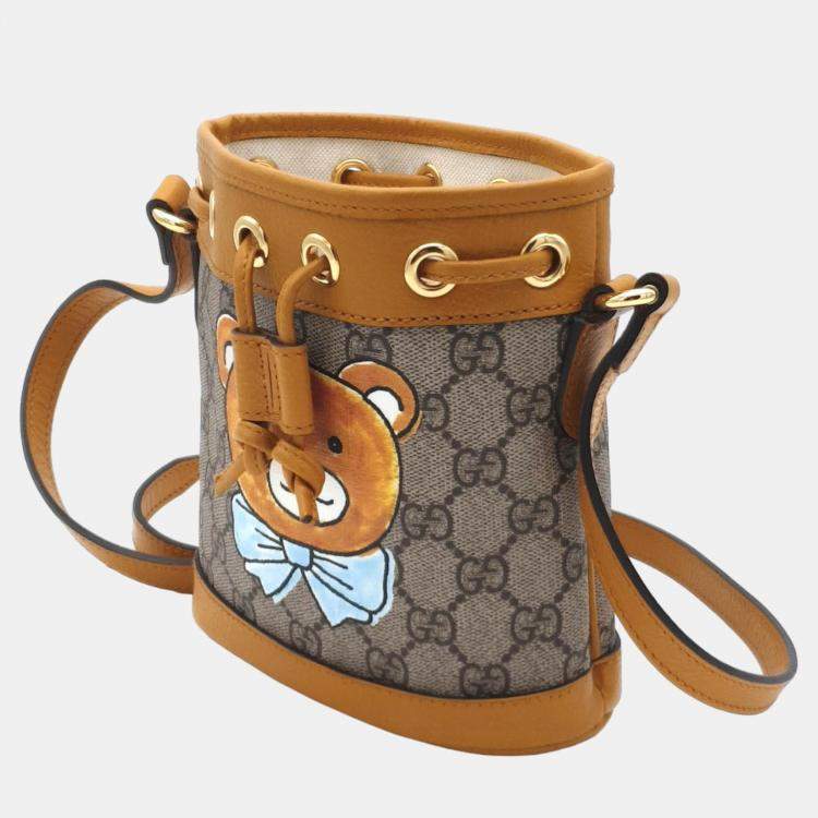 Pre Owned Gucci x EXO KAI ophidia printed GG coated canvas mini bucket bag