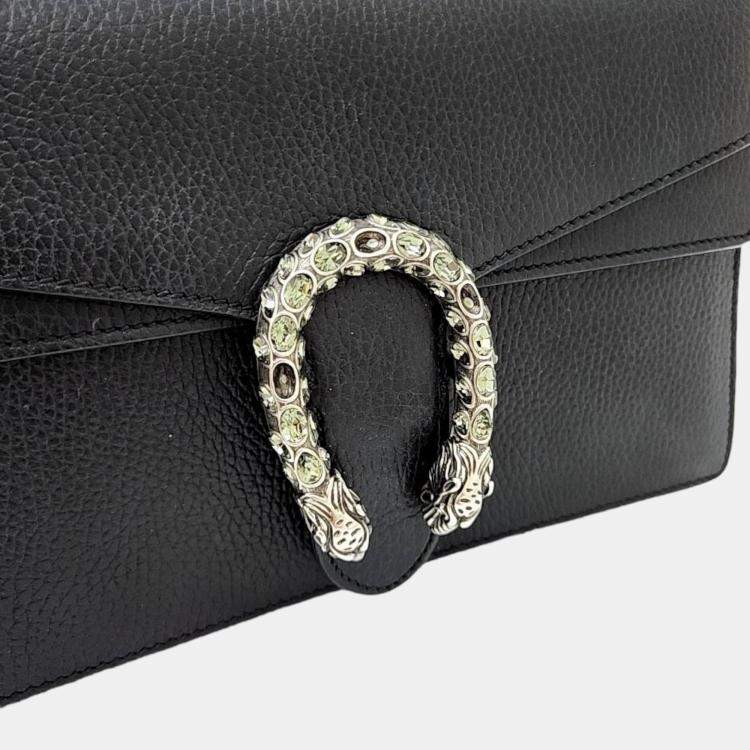 Pre Owned Gucci Black Leather Dionysus Shoulder Bag 