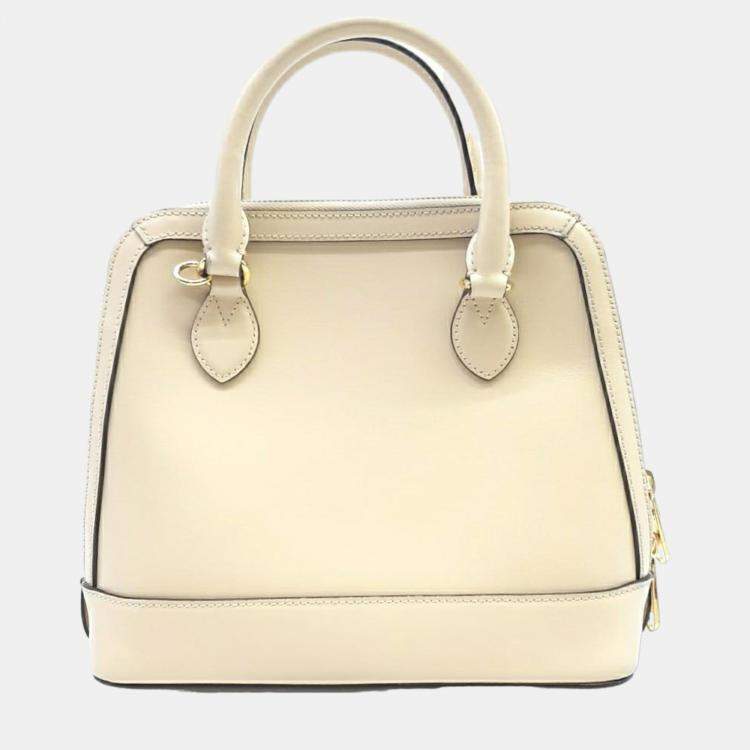 Pre Owned Gucci White Leather 1955 Horsebit Small Top Handle Bag 
