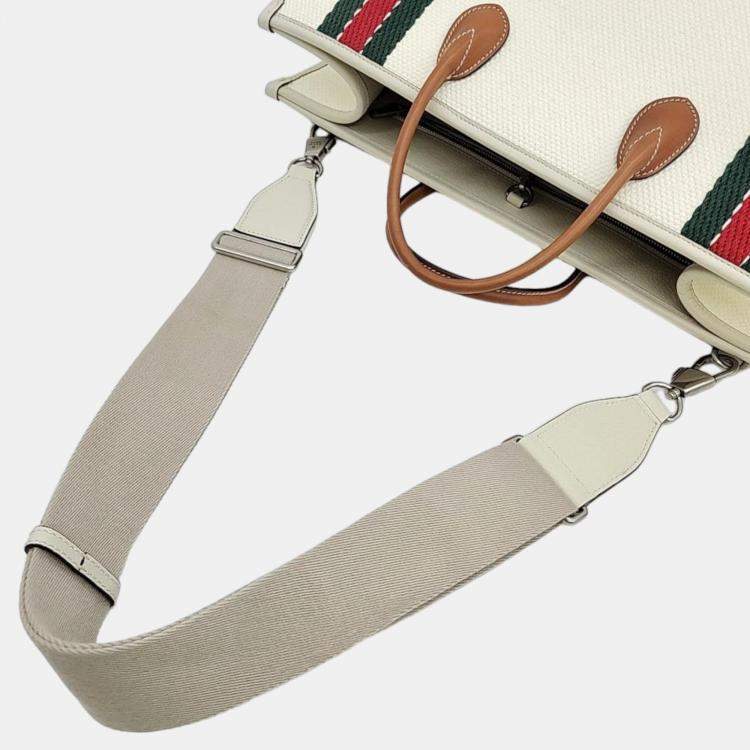 Pre Owned Gucci White Leather GG Shoulder Bag 