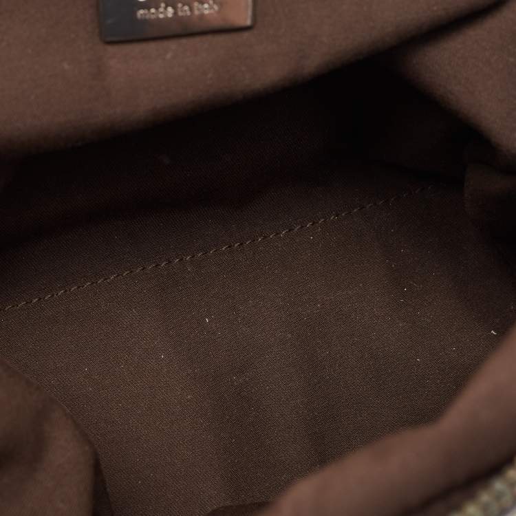 Pre Owned Gucci Beige/Metallic GG Canvas and Leather Pop Bamboo Top Handle Bag
