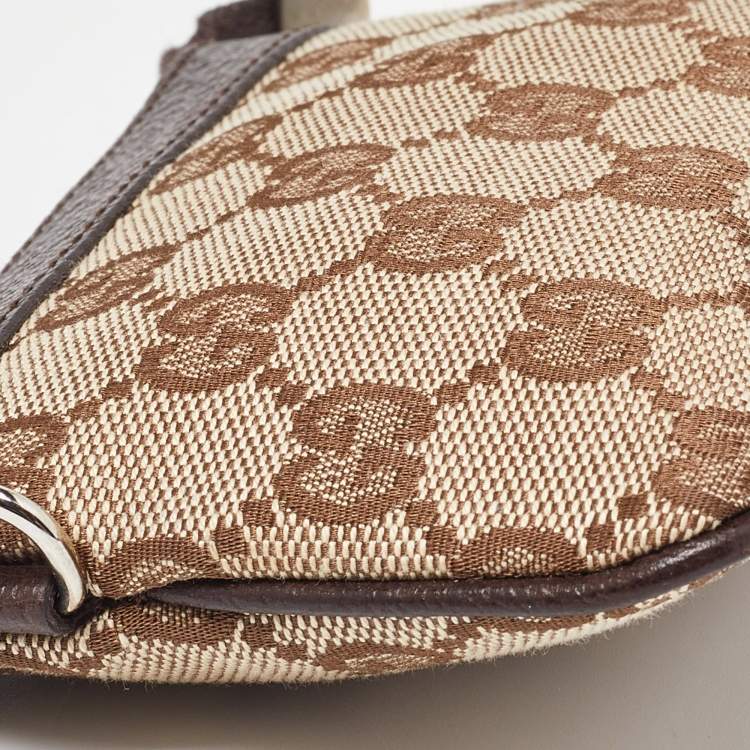 مملوكة مسبقًا Gucci Beige/Brown GG Canvas and Leather Zip Pouch