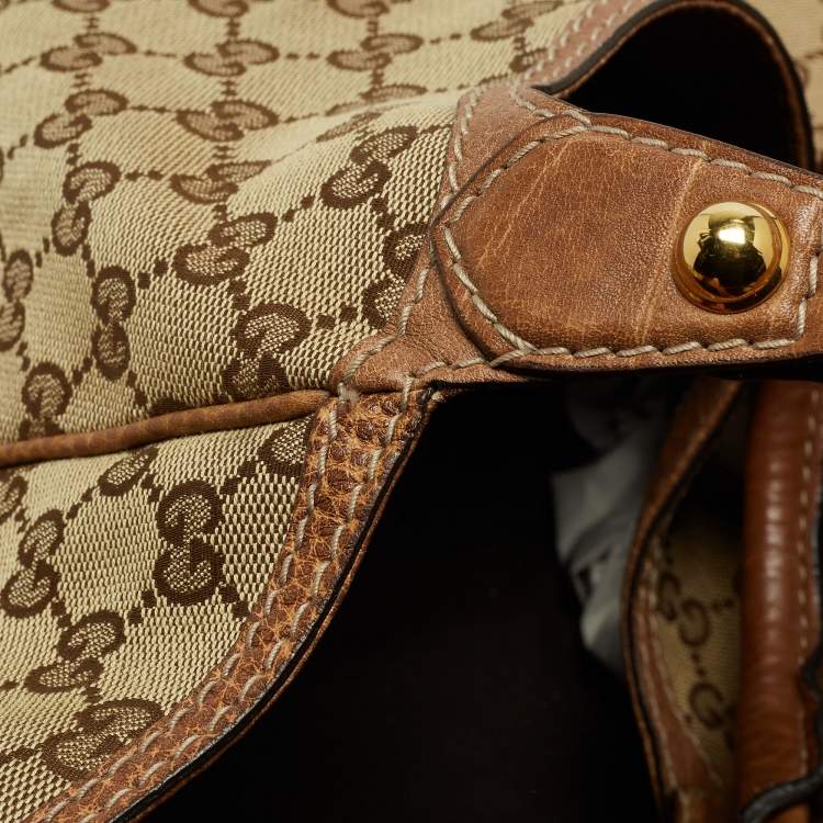 مملوكة مسبقًا Gucci Beige/Brown GG Canvas and Leather Large New Pelham Shoulder Bag