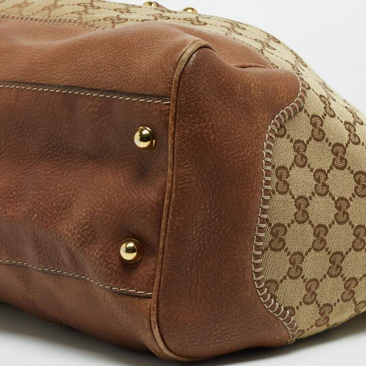 مملوكة مسبقًا Gucci Beige/Brown GG Canvas and Leather Large New Pelham Shoulder Bag