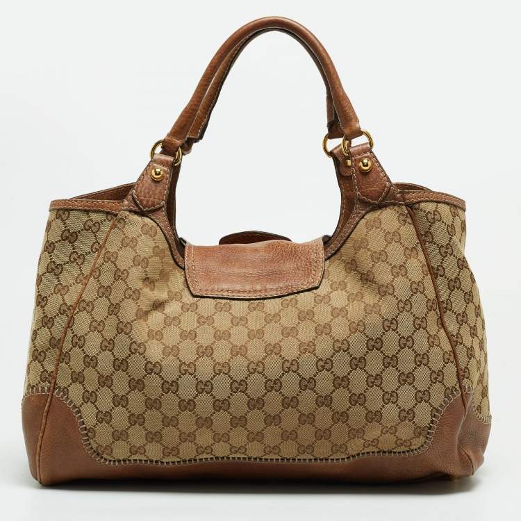 مملوكة مسبقًا Gucci Beige/Brown GG Canvas and Leather Large New Pelham Shoulder Bag