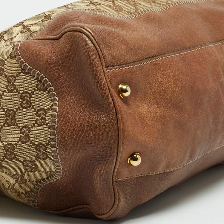 مملوكة مسبقًا Gucci Beige/Brown GG Canvas and Leather Large New Pelham Shoulder Bag