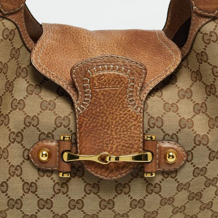 مملوكة مسبقًا Gucci Beige/Brown GG Canvas and Leather Large New Pelham Shoulder Bag