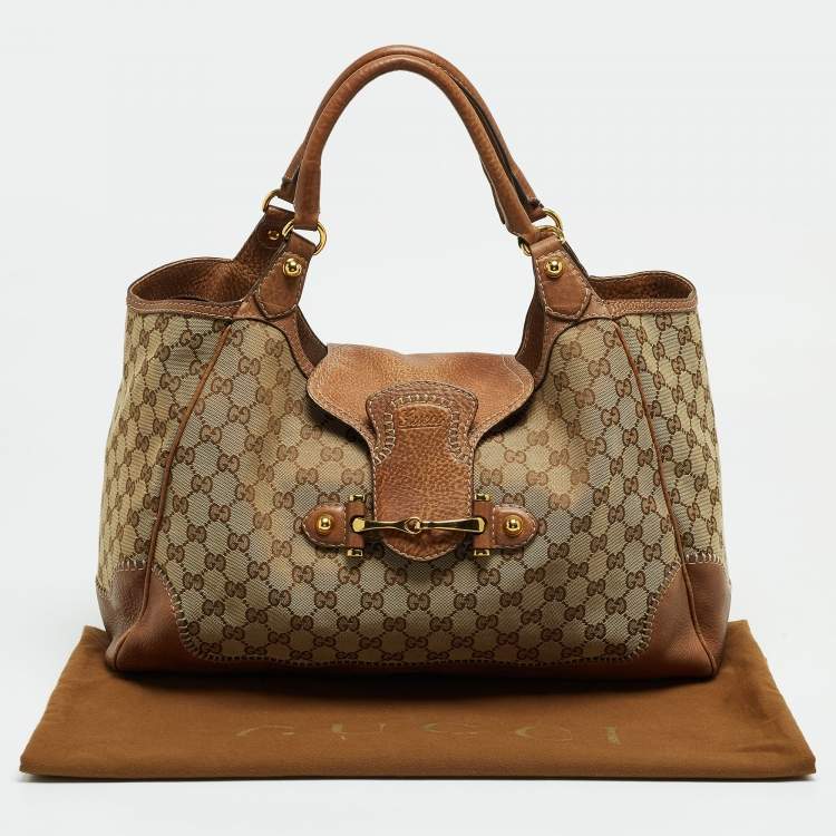 مملوكة مسبقًا Gucci Beige/Brown GG Canvas and Leather Large New Pelham Shoulder Bag