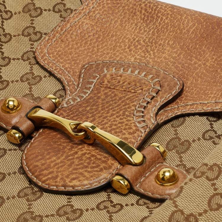 مملوكة مسبقًا Gucci Beige/Brown GG Canvas and Leather Large New Pelham Shoulder Bag