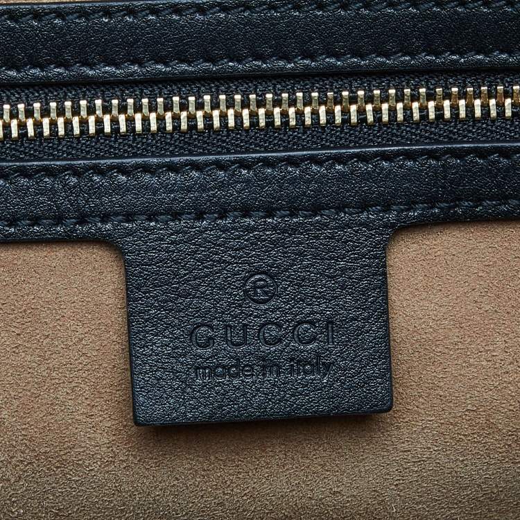 Pre Owned Gucci Beige/Black GG Supreme Canvas and Leather Medium Padlock Tote