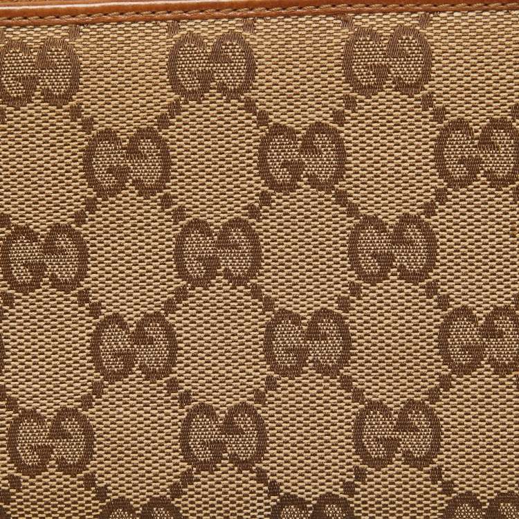مملوكة مسبقًا Gucci Beige GG Canvas and Leather Tassel Zip Around Wallet