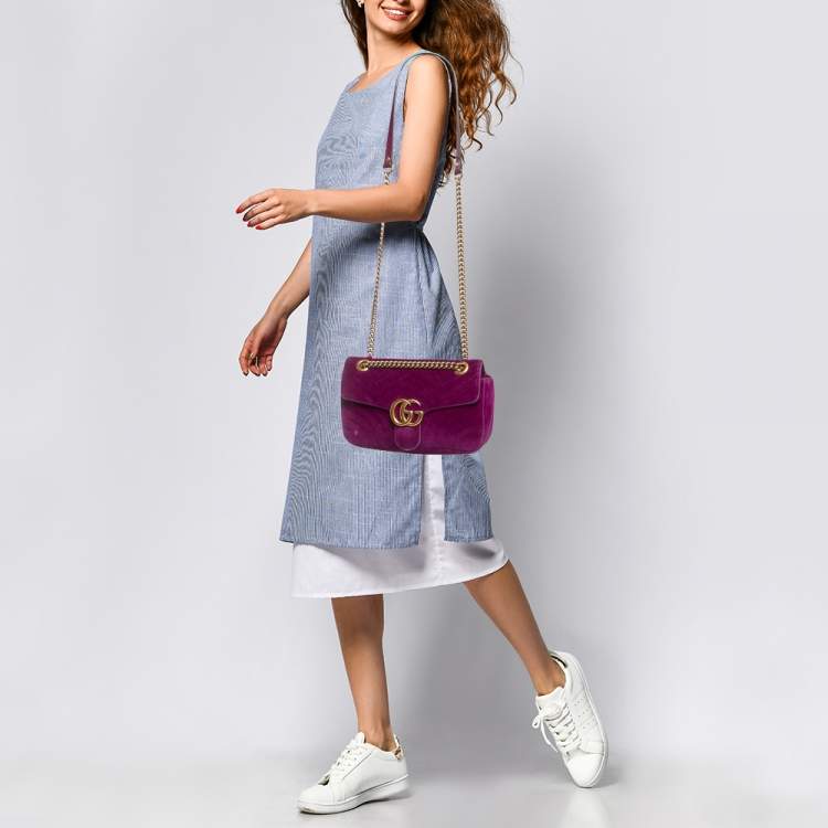 Gg marmont best sale velvet shoulder bag