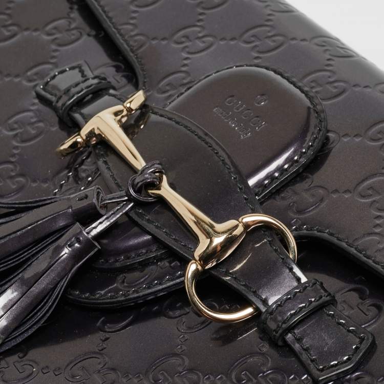 Pre Owned Gucci Purple Guccissima Patent Leather Medium Emily Chain Shoulder Bag