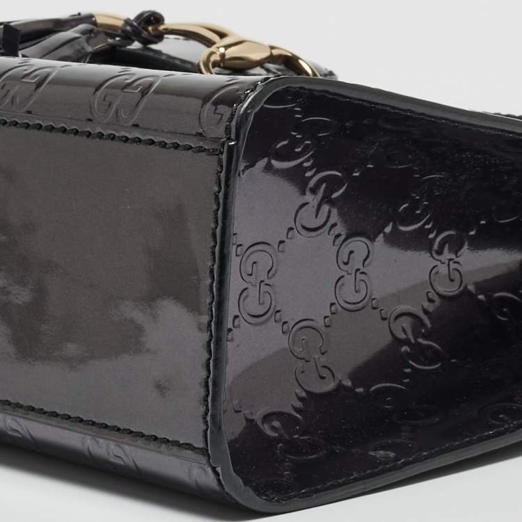 Pre Owned Gucci Purple Guccissima Patent Leather Medium Emily Chain Shoulder Bag