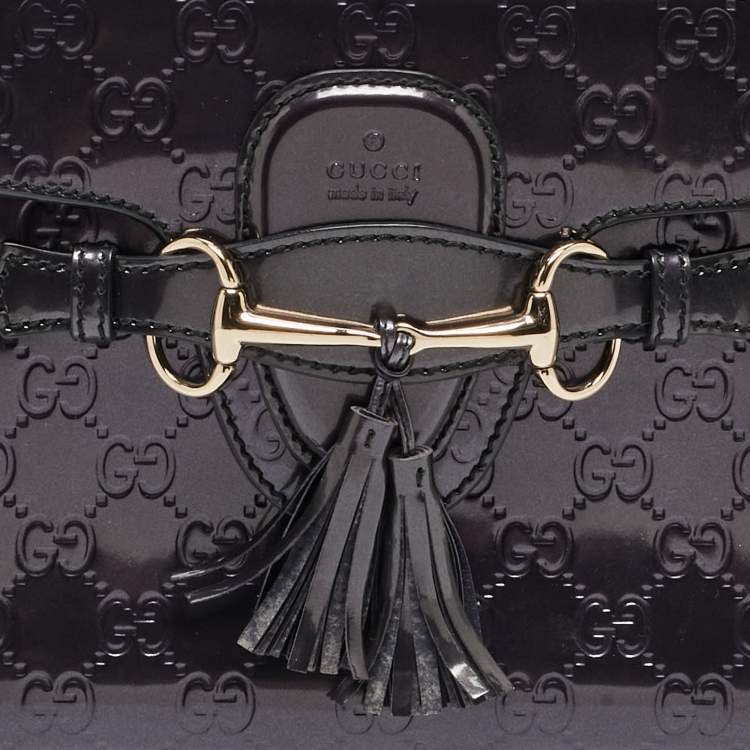Pre Owned Gucci Purple Guccissima Patent Leather Medium Emily Chain Shoulder Bag