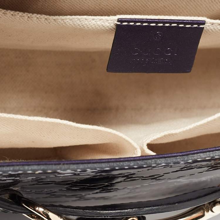 Pre Owned Gucci Purple Guccissima Patent Leather Medium Emily Chain Shoulder Bag