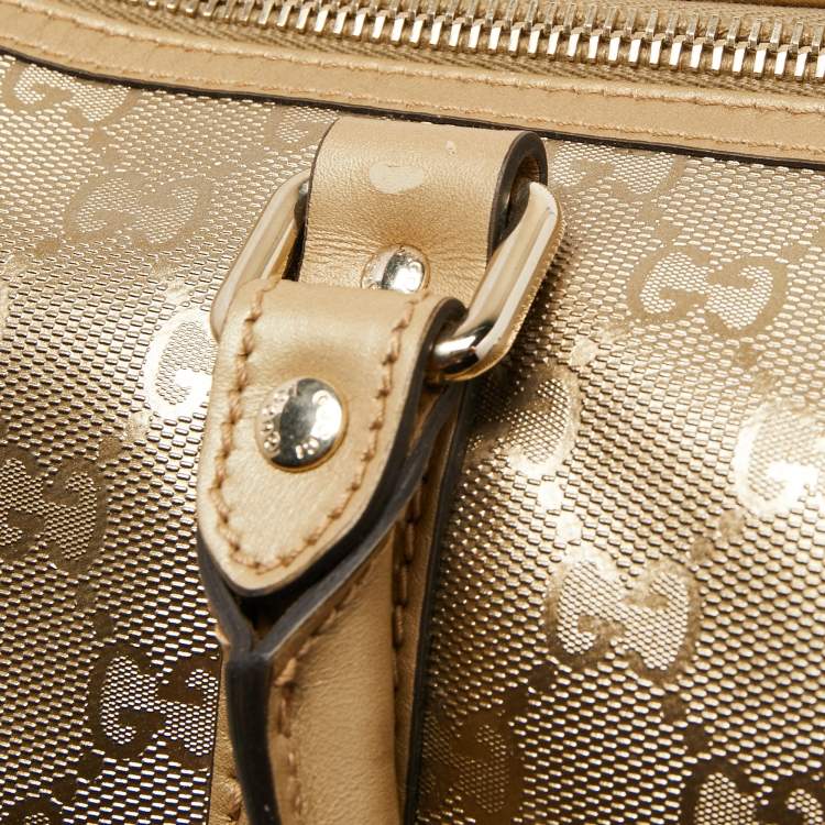 مملوكة مسبقًا Gucci Gold GG Imprime Canvas and Leather Medium Joy Boston Bag