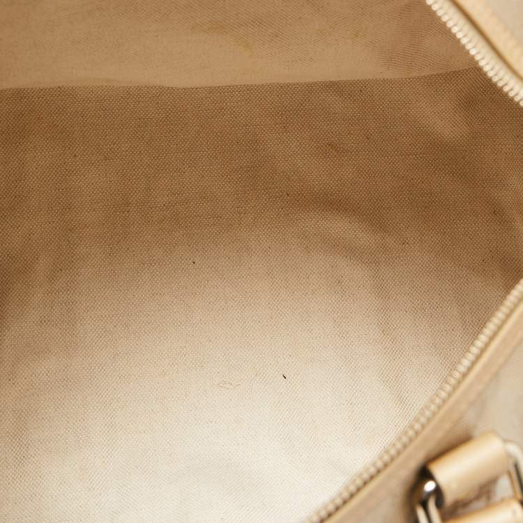 مملوكة مسبقًا Gucci Gold GG Imprime Canvas and Leather Medium Joy Boston Bag