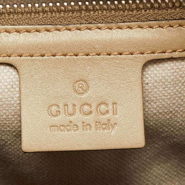 مملوكة مسبقًا Gucci Gold GG Imprime Canvas and Leather Medium Joy Boston Bag