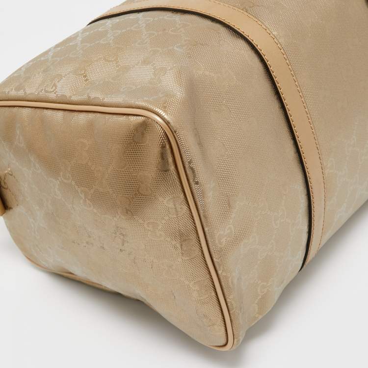 مملوكة مسبقًا Gucci Gold GG Imprime Canvas and Leather Medium Joy Boston Bag