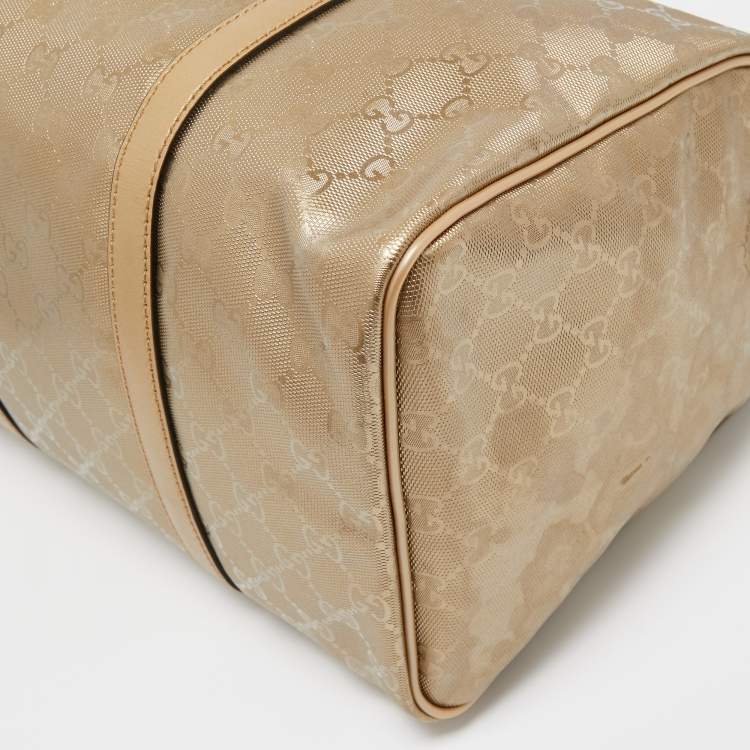 مملوكة مسبقًا Gucci Gold GG Imprime Canvas and Leather Medium Joy Boston Bag
