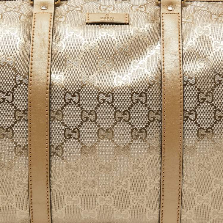 مملوكة مسبقًا Gucci Gold GG Imprime Canvas and Leather Medium Joy Boston Bag