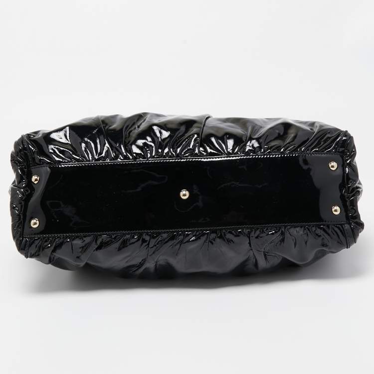 Pre Owned Gucci Black Patent Leather D Ring Tote