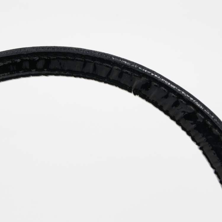 Pre Owned Gucci Black Patent Leather D Ring Tote