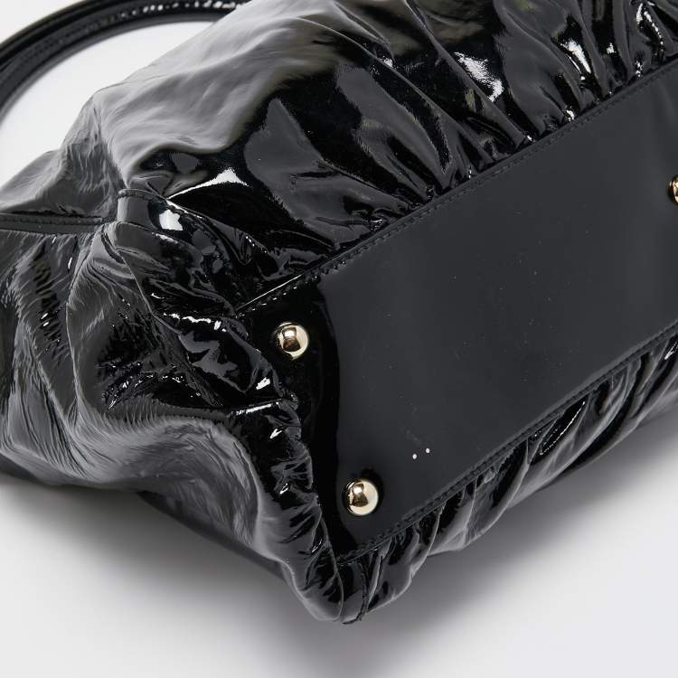 Pre Owned Gucci Black Patent Leather D Ring Tote