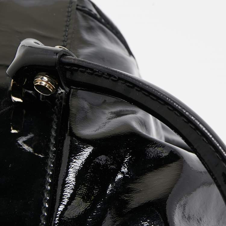 Pre Owned Gucci Black Patent Leather D Ring Tote