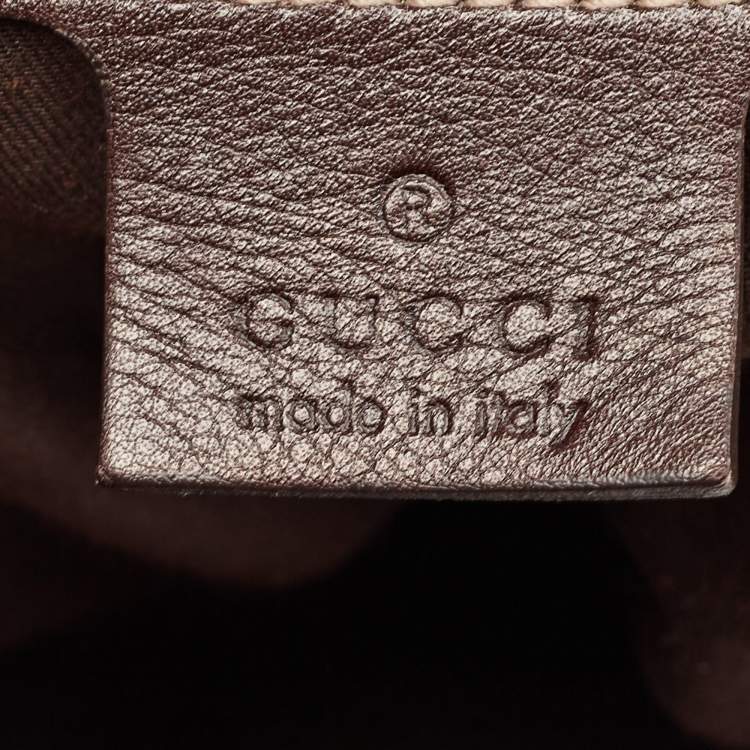 Pre Owned Gucci Beige/Ebony GG Canvas and Leather Bamboo Shoulder Bag