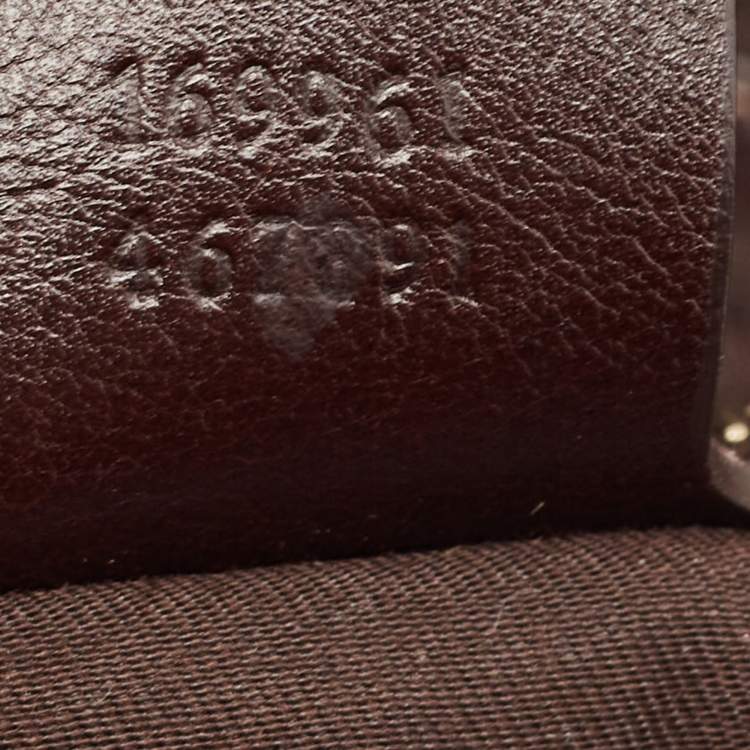 Pre Owned Gucci Beige/Ebony GG Canvas and Leather Bamboo Shoulder Bag
