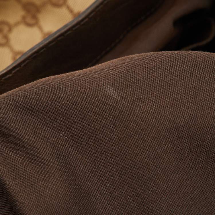 Pre Owned Gucci Beige/Ebony GG Canvas and Leather Interlocking G Large Tote