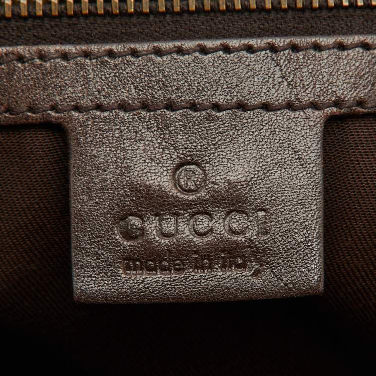 Pre Owned Gucci Beige/Ebony GG Canvas and Leather Interlocking G Large Tote