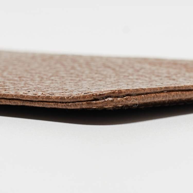 Pre Owned Gucci Brown GG Canvas and Leather Card Holder