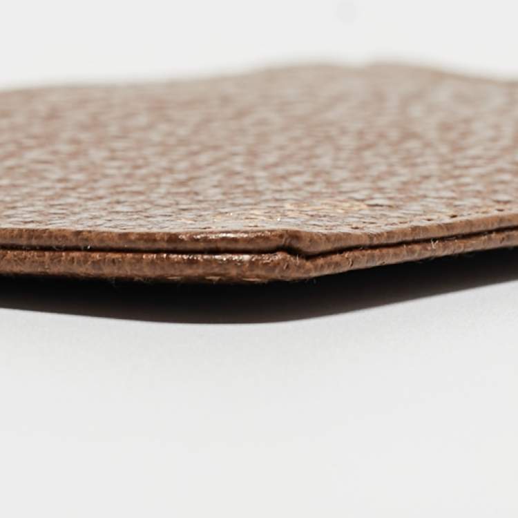 Pre Owned Gucci Brown GG Canvas and Leather Card Holder