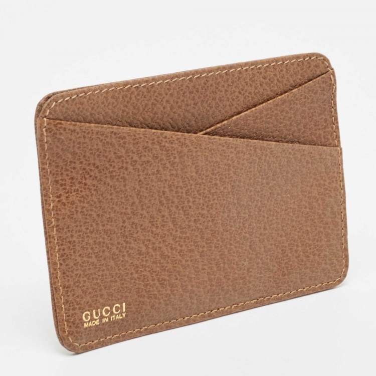 Pre Owned Gucci Brown Leather Slim Card Holder