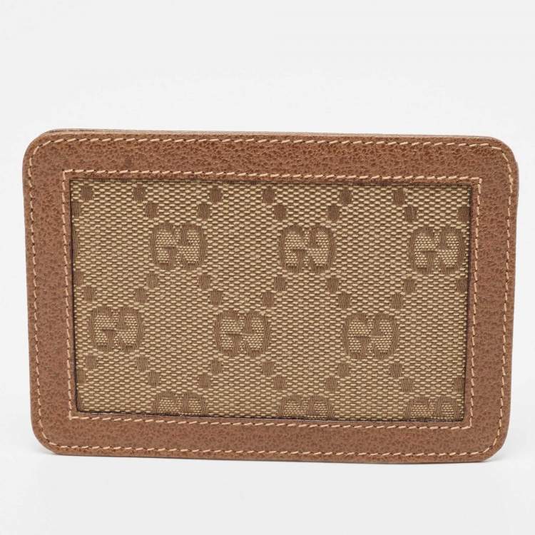 Pre Owned Gucci Brown Leather Slim Card Holder