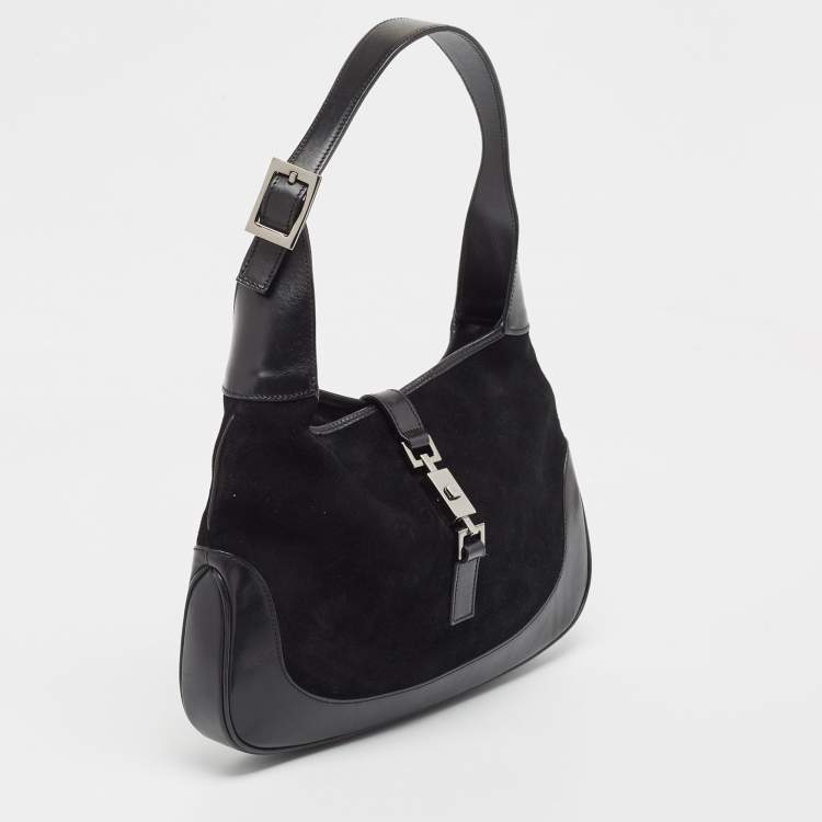 Pre Owned Gucci Black Suede and Leather Jackie O Hobo