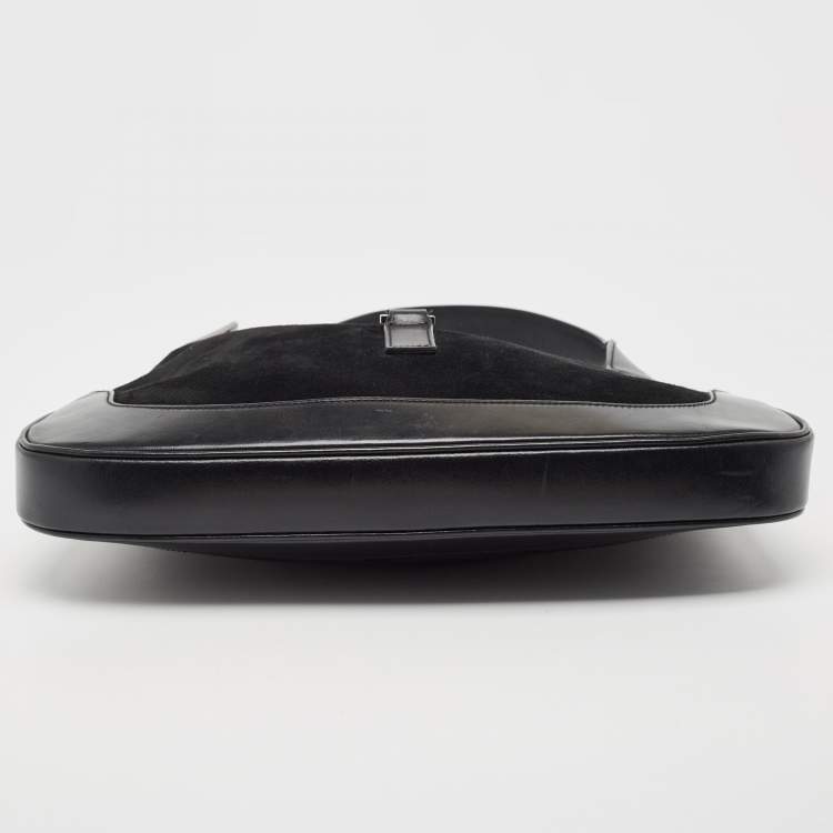 Pre Owned Gucci Black Suede and Leather Jackie O Hobo