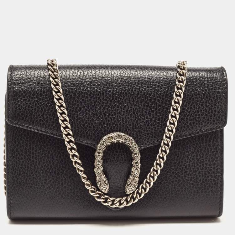 Gucci Black Leather Dionysus Crystals Wallet On Chain Gucci | The ...