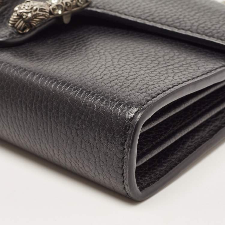 Pre Owned Gucci Black Leather Dionysus Crystals Wallet On Chain