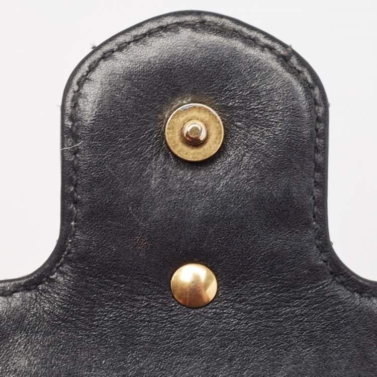 Pre Owned Gucci Black Matelassé Leather Super Mini GG Marmont Shoulder Bag