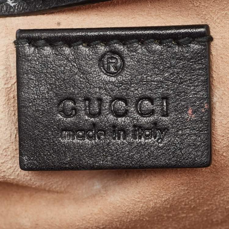 Pre Owned Gucci Black Matelassé Leather Super Mini GG Marmont Shoulder Bag