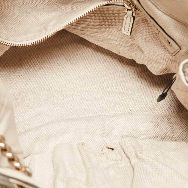 Pre Owned Gucci Off-White Leather Medium Chain Soho Shoulder Bag