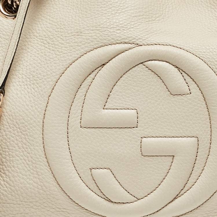 Pre Owned Gucci Off-White Leather Medium Chain Soho Shoulder Bag