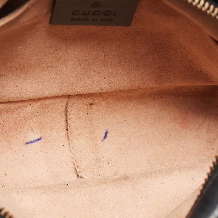 Pre Owned Gucci Black Matelassé Leather Mini GG Marmont Camera Bag